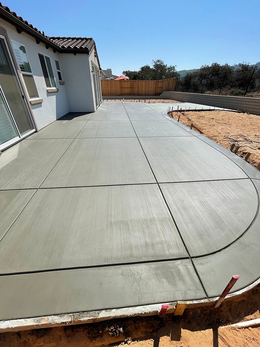 Finished concrete backyard patio
