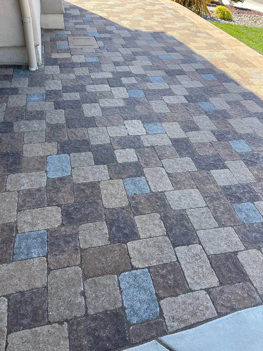 Concrete and paver driveway