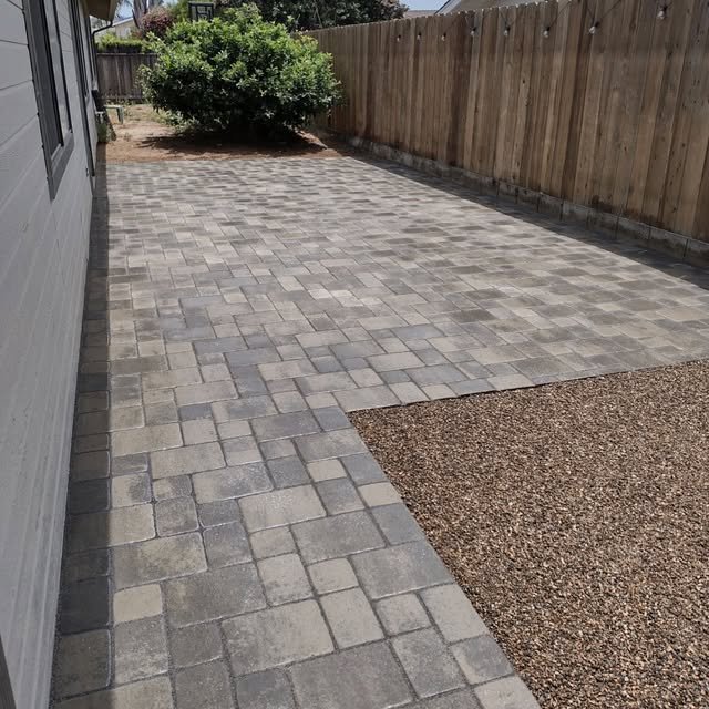 Large paver patio installation