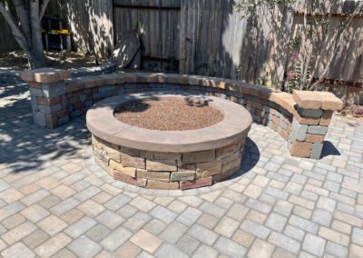 Backyard patio with gas fire pit