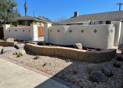Paver patio with stucco wall finish