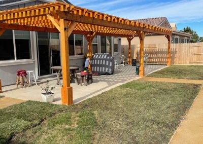 Custom pergola over paver patio