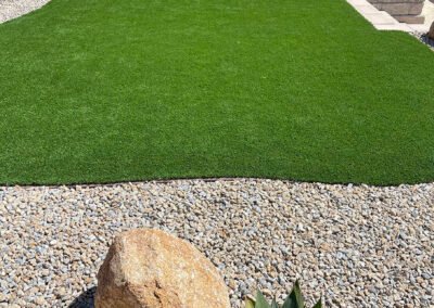 Putting-green style turf backyard